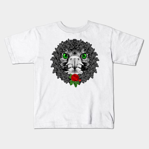 Hawk Red Rose Wreath Kids T-Shirt by Nuletto